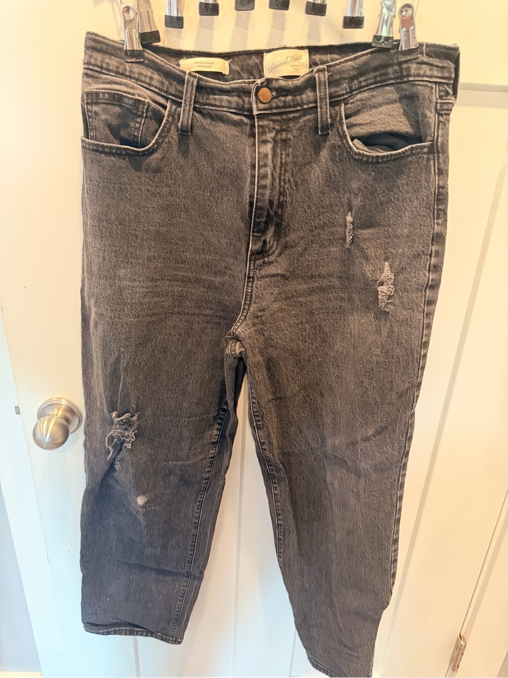 Universal Thread Vintage Straight Distressed Black Jeans Size 12